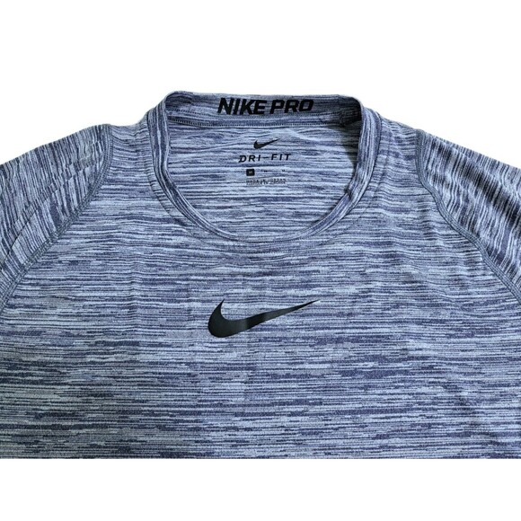 Nike Pro Drifit Mens Medium Performance Long Sleeve Heather Blue Gray Tshirt - Picture 3 of 11